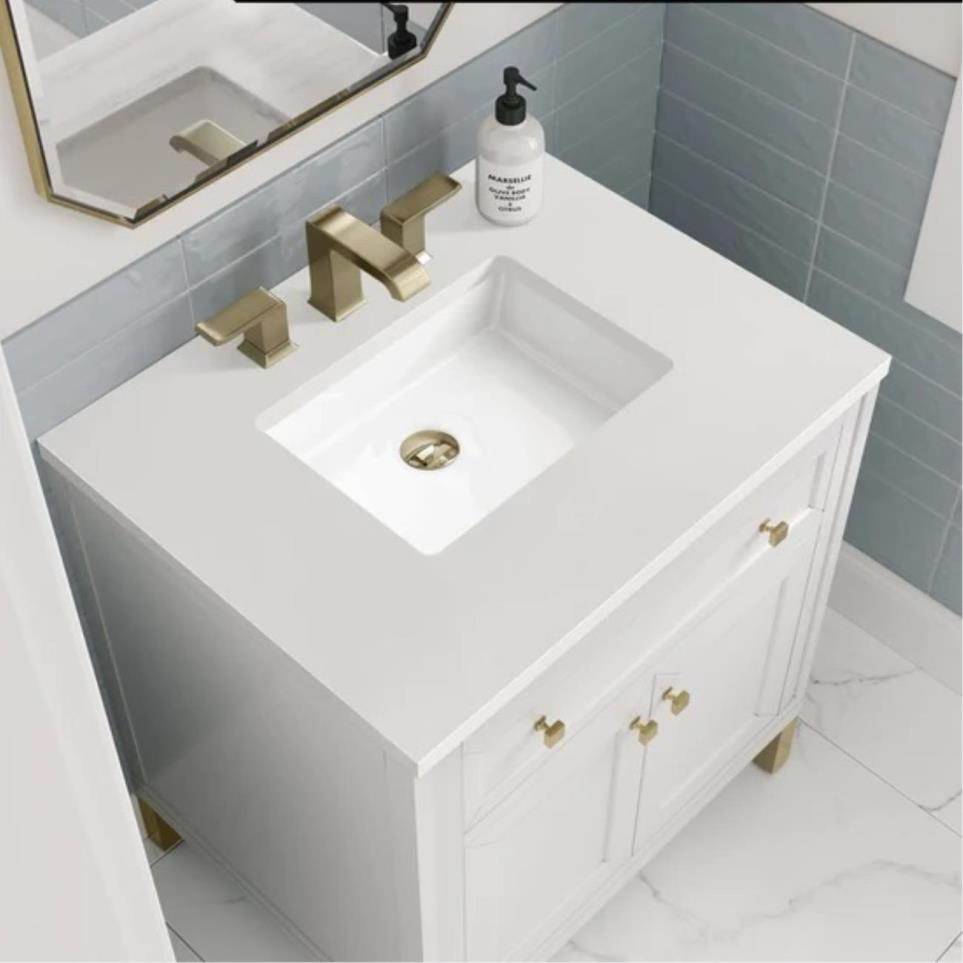 Base with Sink Top Glossy White White Vanities