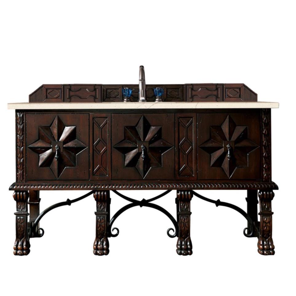 Base with Sink Top Antique Walnut Dark Finish Vanities