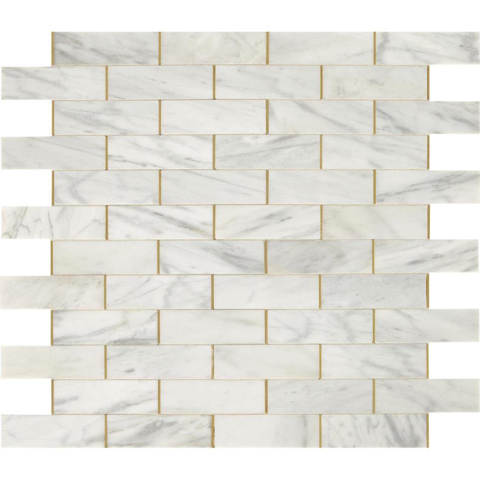 Mosaic Alluring White/Brass Honed White Tile