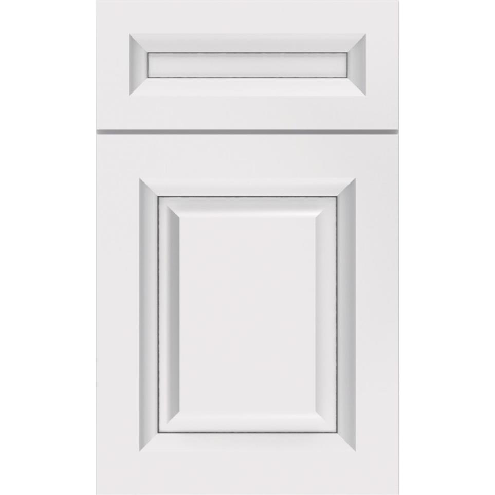 5 Piece White With Grey Stone Detail Glaze - Paint 5 Piece Cabinets