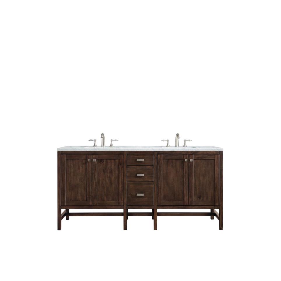 Base with Sink Top Mid Century Acacia Dark Finish Vanities