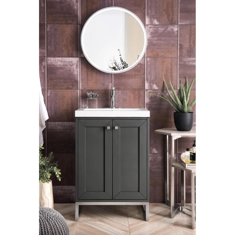 Base with Sink Top Mineral Grey Grey / Black Vanities