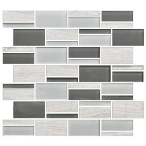 Mosaic Mountain Morning Blend Glass Black Tile
