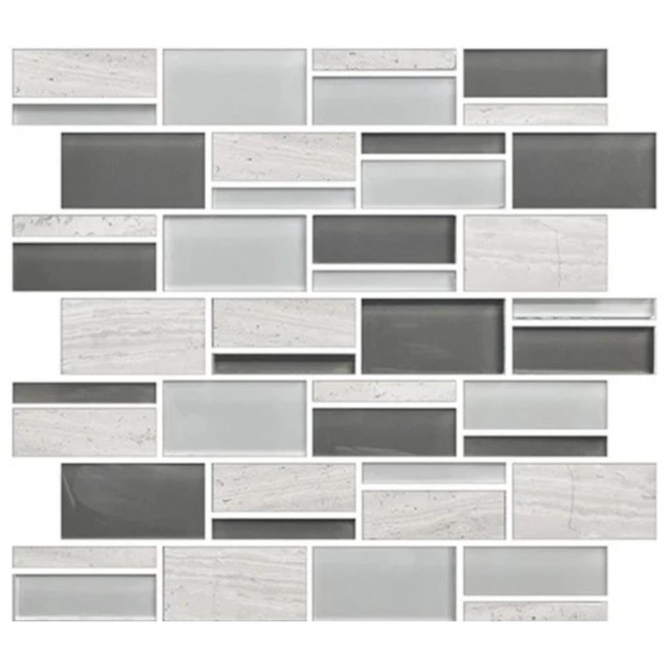 Mosaic Mountain Morning Blend Glass Black Tile