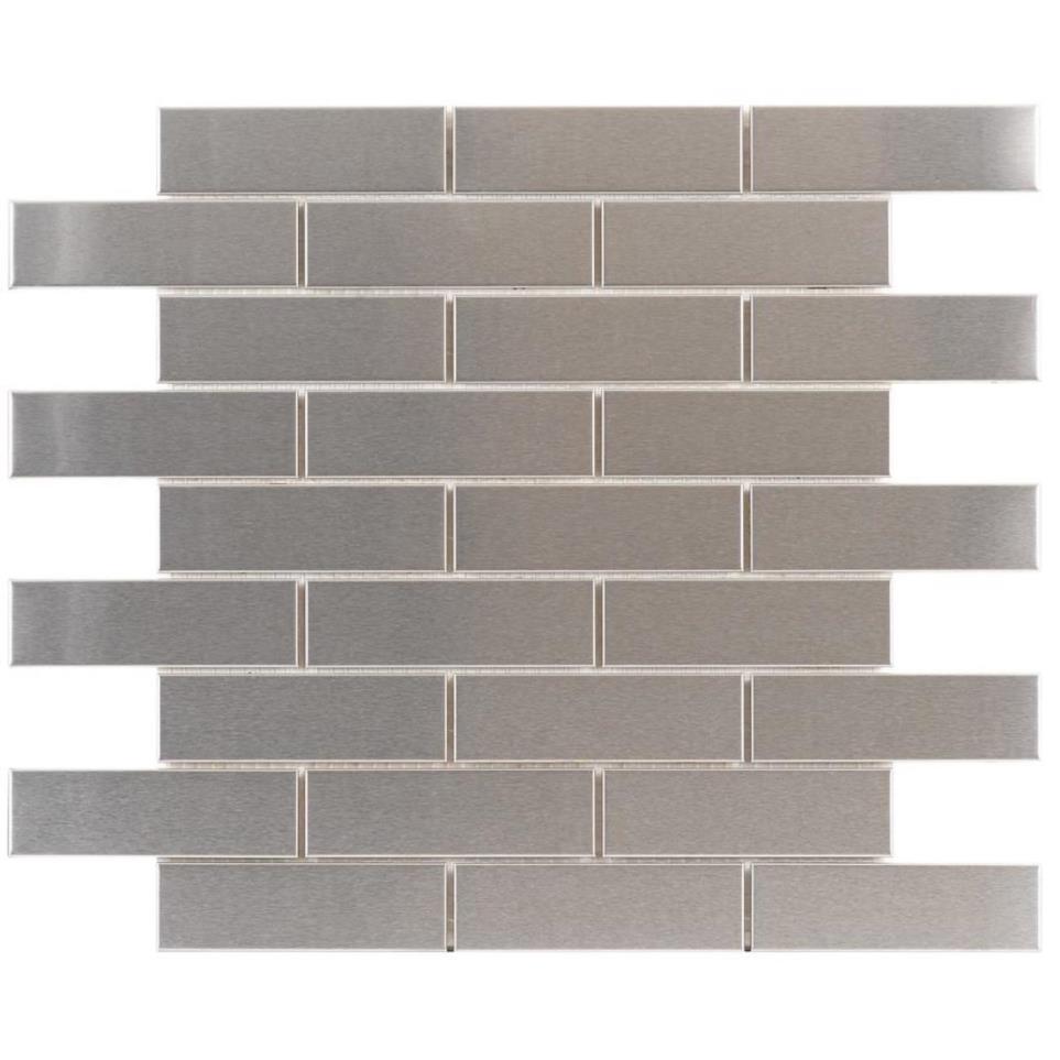 Mosaic Brushed Stainless Steel Gray Tile
