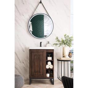 Base with Sink Top Mid Century Acacia Dark Finish Vanities