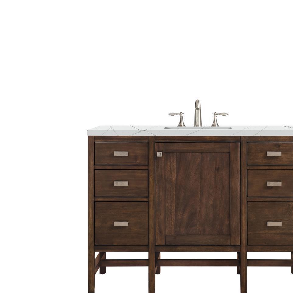 Base with Sink Top Mid Century Acacia Dark Finish Vanities