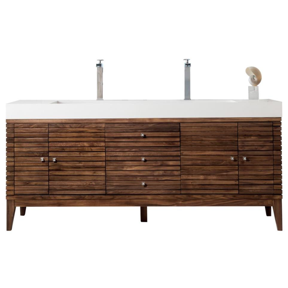 Base with Sink Top Mid Century Walnut Dark Finish Vanities