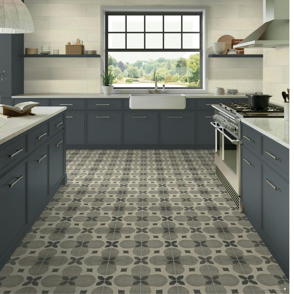 Decoratives and Medallions Cool Piccolo Fiore Matte Gray Tile