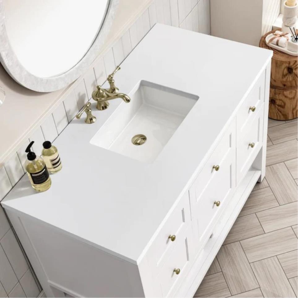 Base with Sink Top Bright White White Vanities