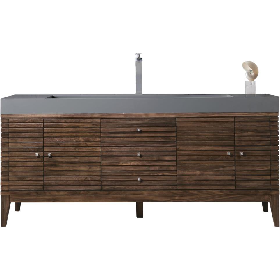 Base with Sink Top Mid Century Walnut Dark Finish Vanities