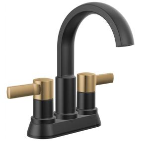 Bath Matte Black With Champagne Bronze Black Faucets