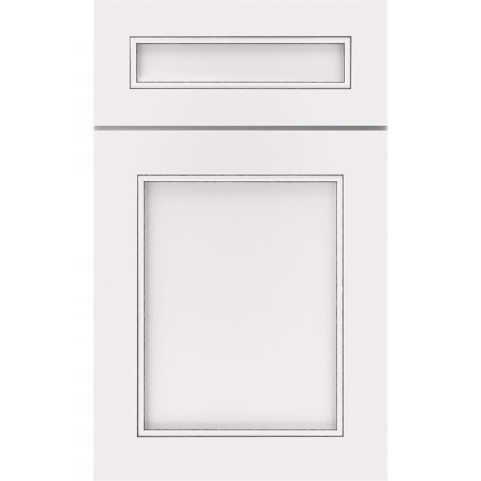 5 Piece White With Grey Stone Detail Glaze - Paint 5 Piece Cabinets