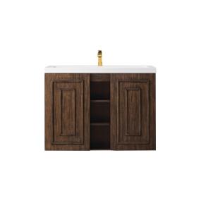 Base with Sink Top Mid Century Acacia Dark Finish Vanities