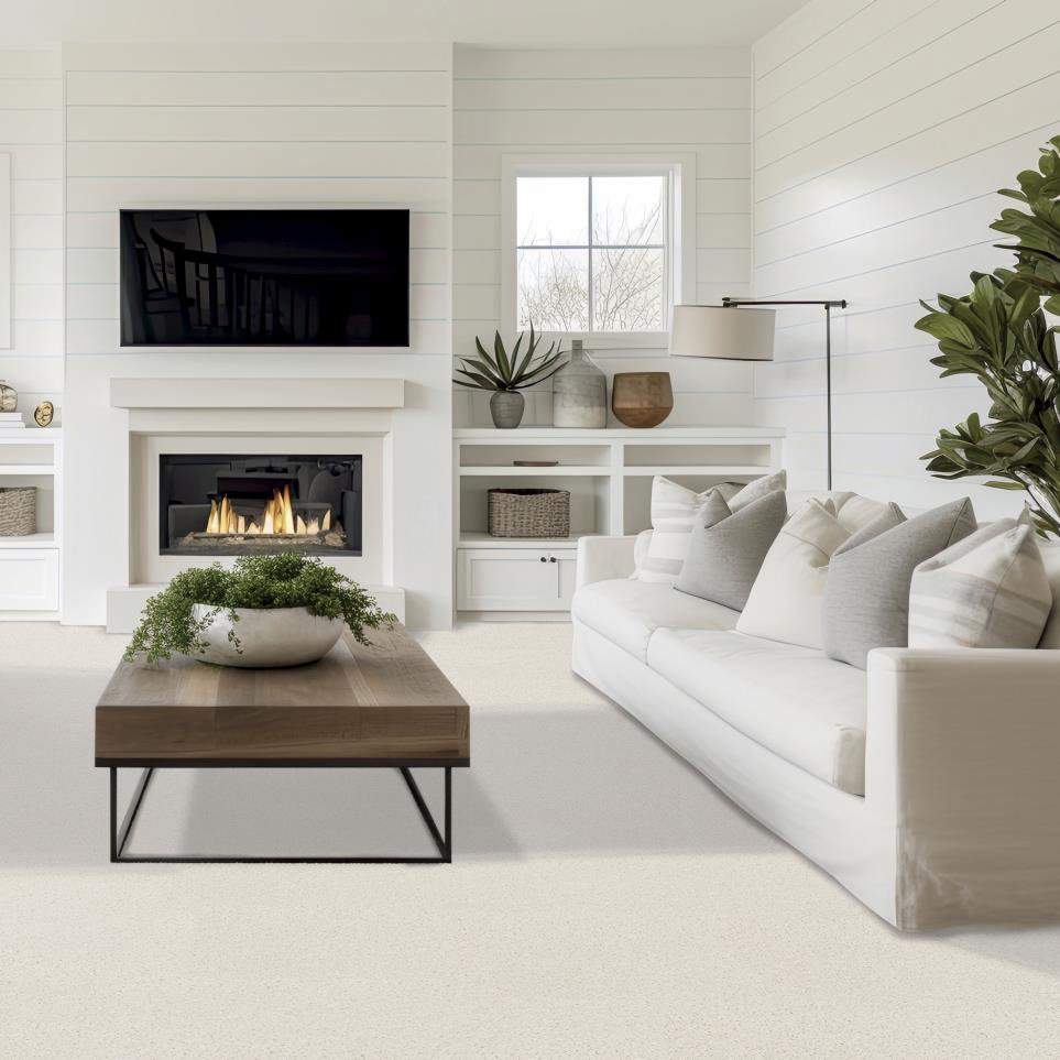 Textured Saxony Creamfield White Carpet