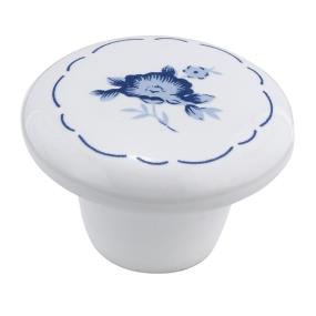 Knob Blue Flower White Knobs