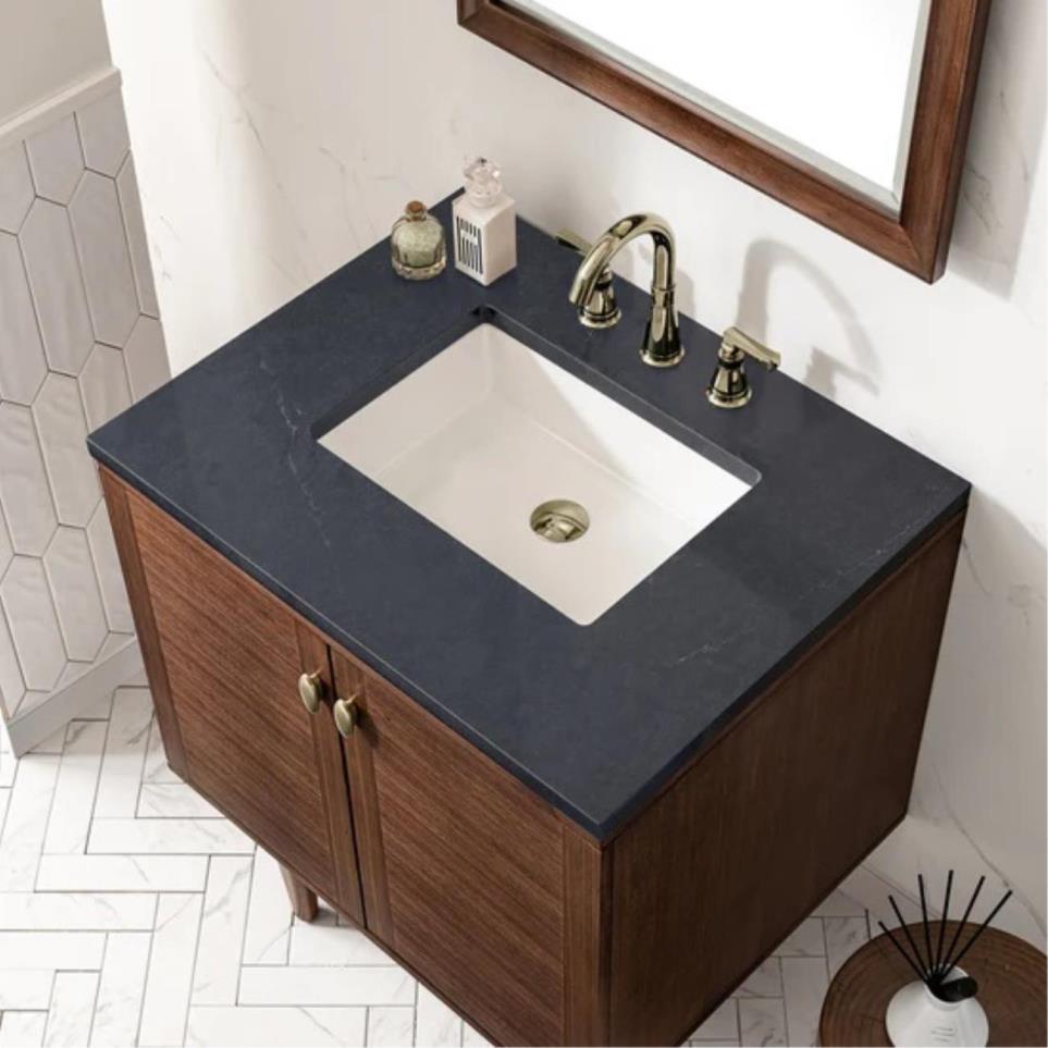 Base with Sink Top Mid-Century Walnut Dark Finish Vanities