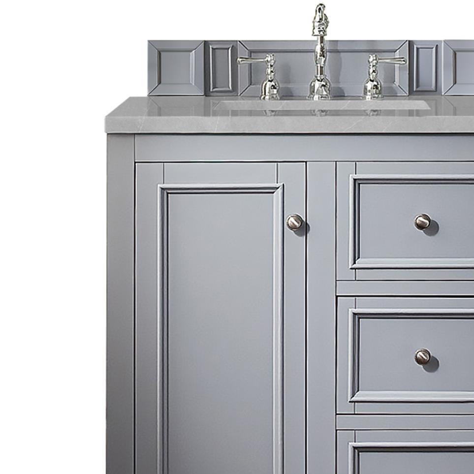 Base with Sink Top Silver Gray Grey / Black Vanities