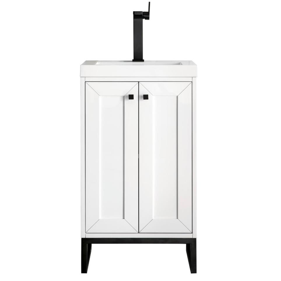 Base with Sink Top Glossy White White Vanities