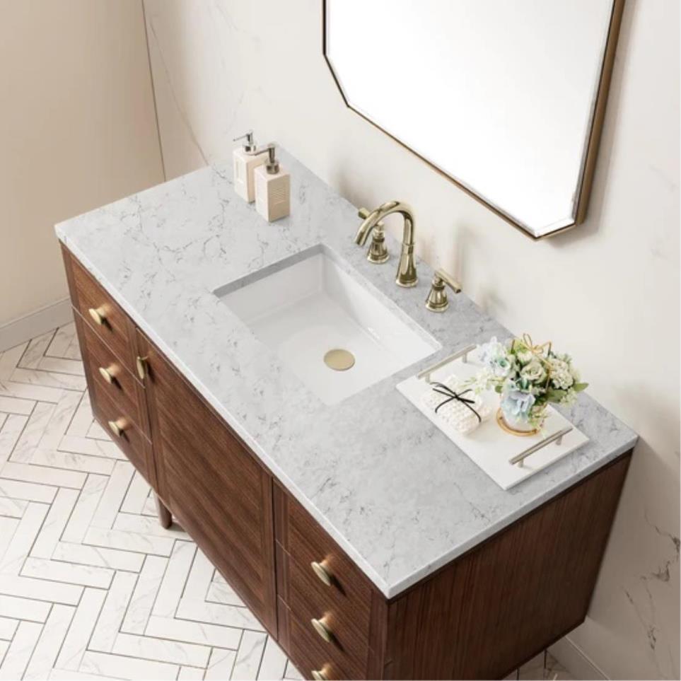 Base with Sink Top Mid-Century Walnut Dark Finish Vanities