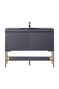 Base with Sink Top Modern Grey Glossy Grey / Black Vanities