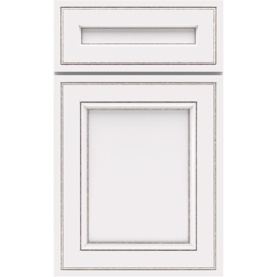 Square White With Toasted Almond Detail Glaze - Paint Square Cabinets