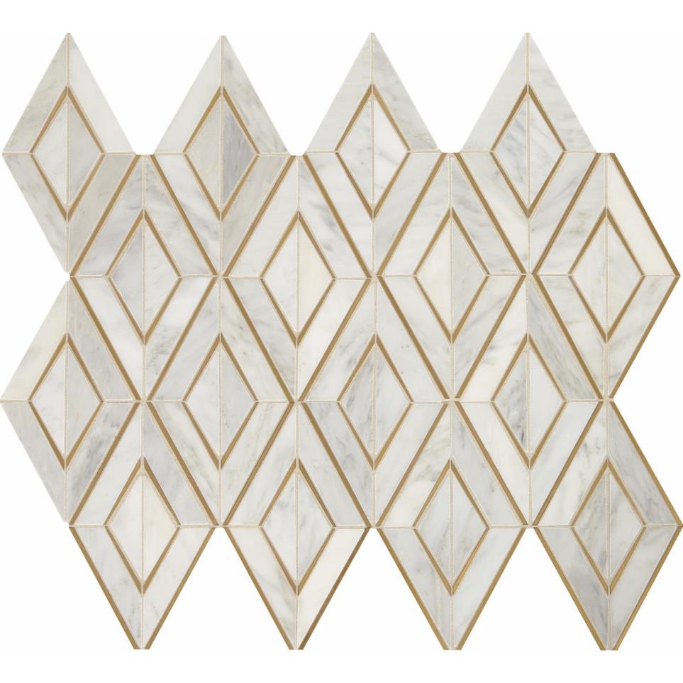 Mosaic First Snow Elegance/Brass Polished White Tile