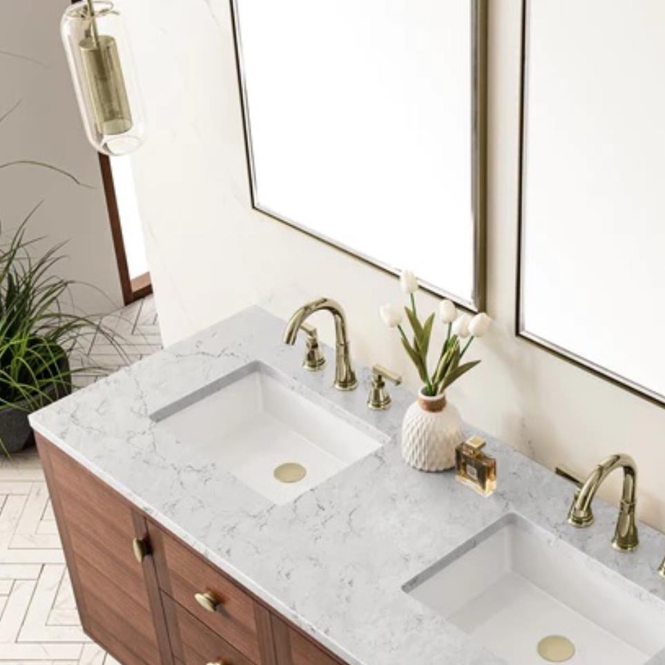 Base with Sink Top Mid-Century Walnut Dark Finish Vanities