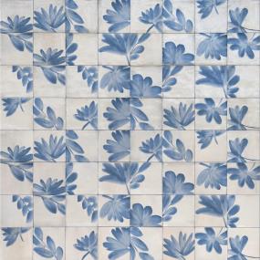 Tile Natural Deco Blossom Glossy Blue Tile