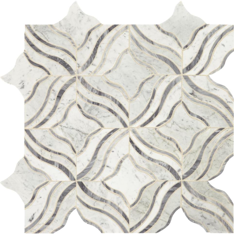 Mosaic Carrara White/Bardiglio Polished White Tile