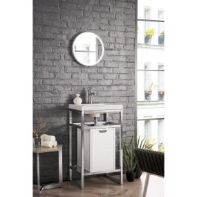 Base with Sink Top Brushed Nickel Metal Tones Vanities