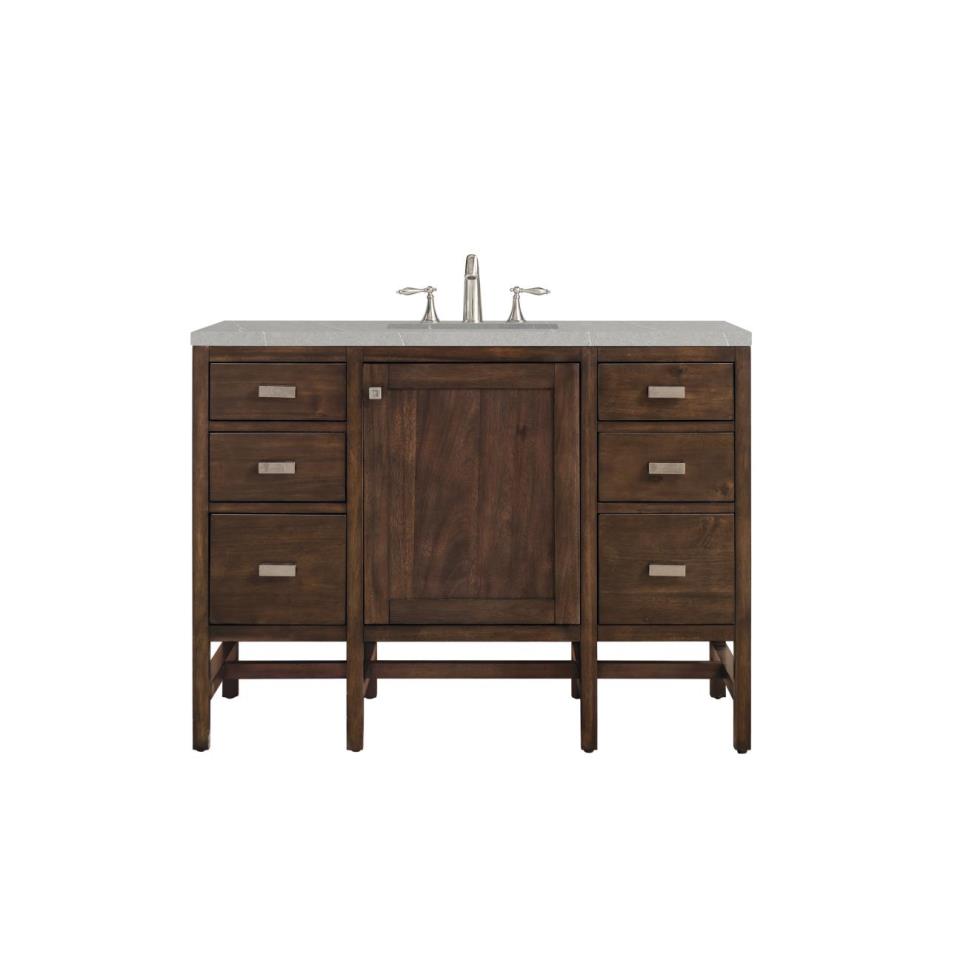 Base with Sink Top Mid Century Acacia Dark Finish Vanities