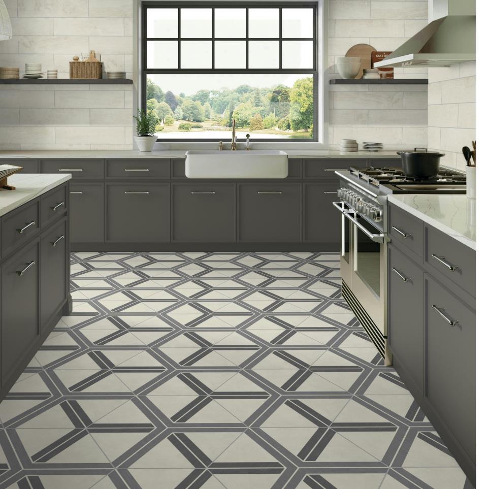 Decoratives and Medallions Plot Cool Blend Matte Black Tile