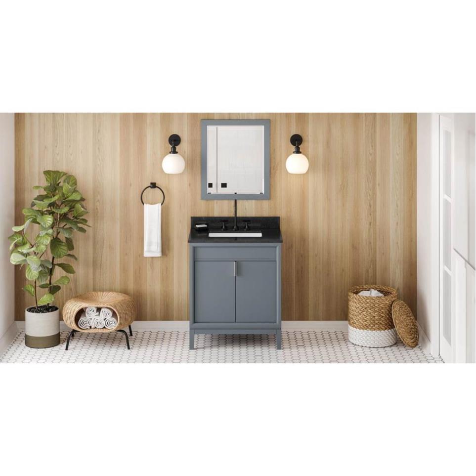 Base with Sink Top Blue Steel Grey / Black Vanities