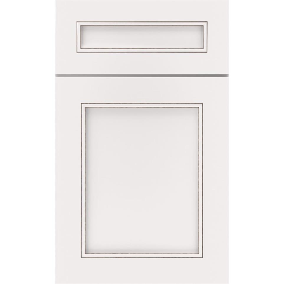 5 Piece White With Toasted Almond Detail Glaze - Paint 5 Piece Cabinets