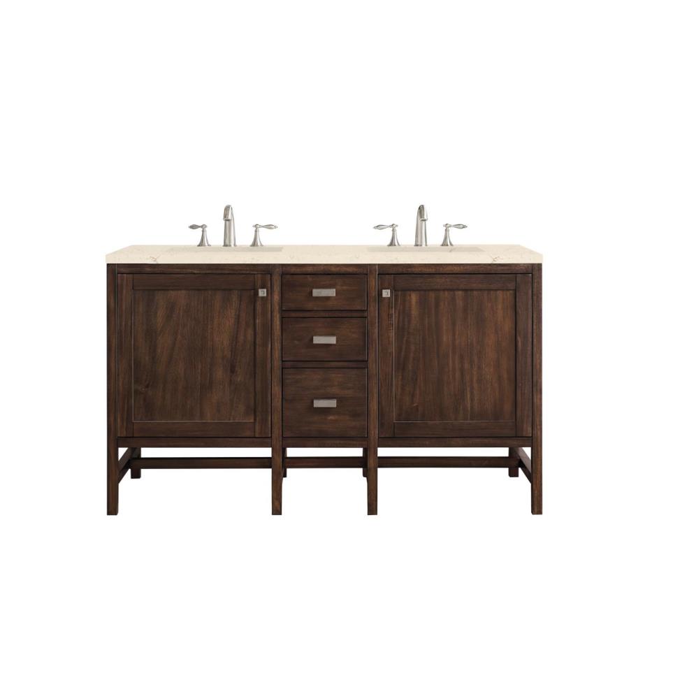 Base with Sink Top Mid Century Acacia Dark Finish Vanities