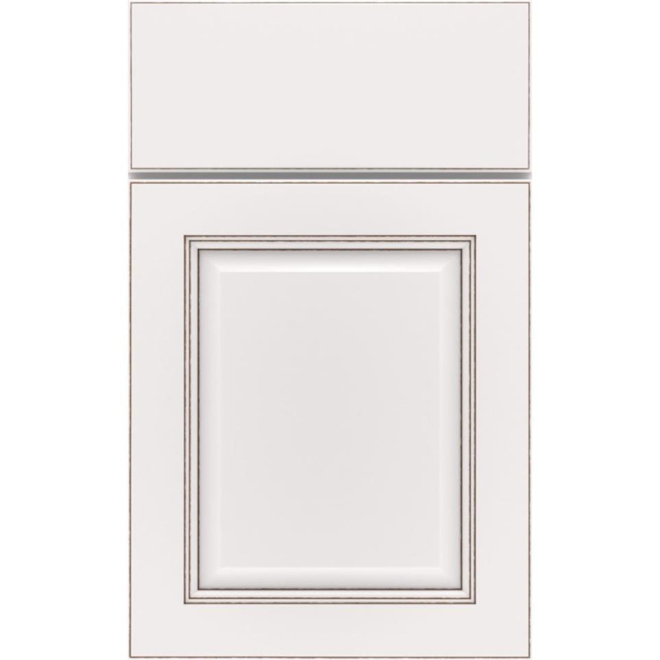 Square White With Toasted Almond Detail Glaze - Paint Square Cabinets