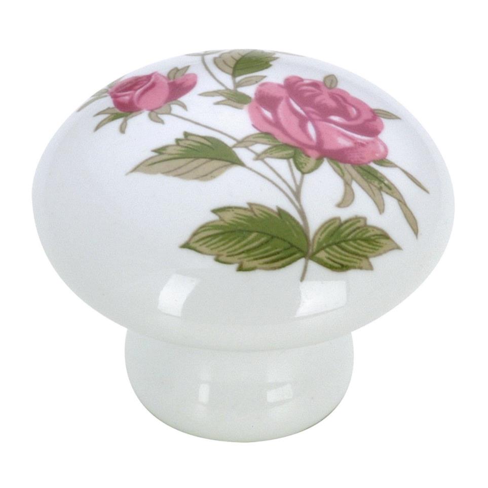 Knob Pink Flowers White Knobs