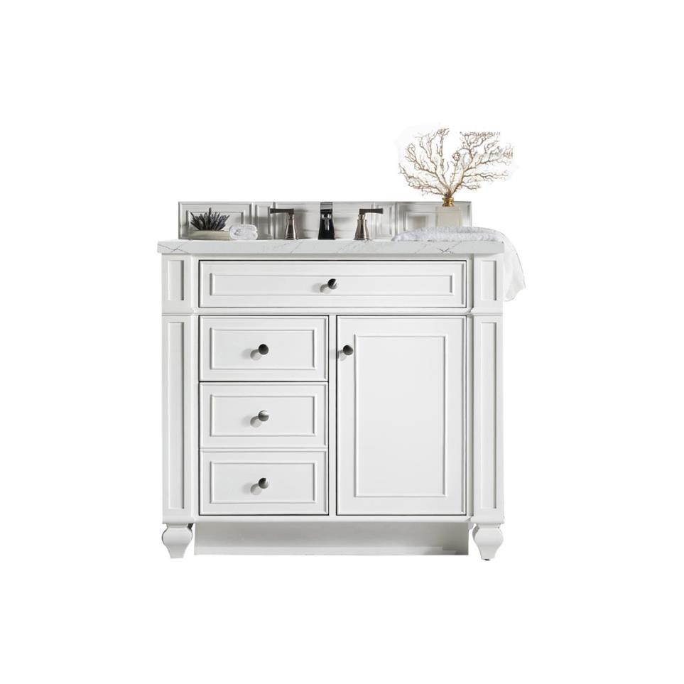 Base with Sink Top Bright White White Vanities