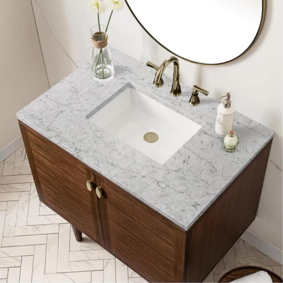 Base with Sink Top Mid-Century Walnut Dark Finish Vanities