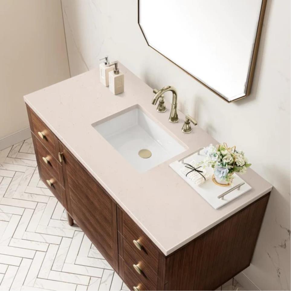 Base with Sink Top Mid-Century Walnut Dark Finish Vanities
