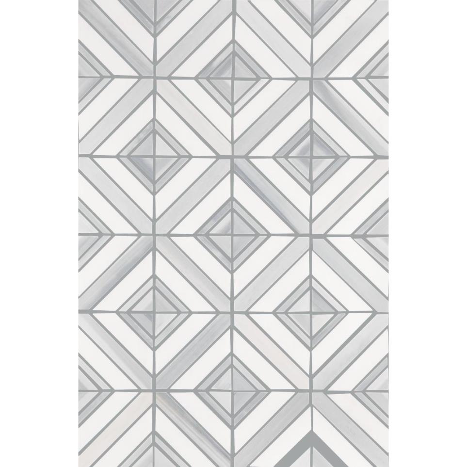 Mosaic Grey Palissandro and Thassos Polished Gray Tile