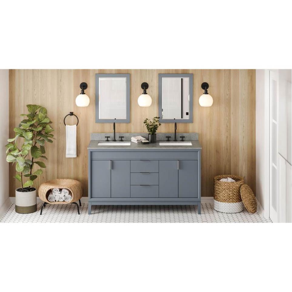 Base with Sink Top Blue Steel Grey / Black Vanities