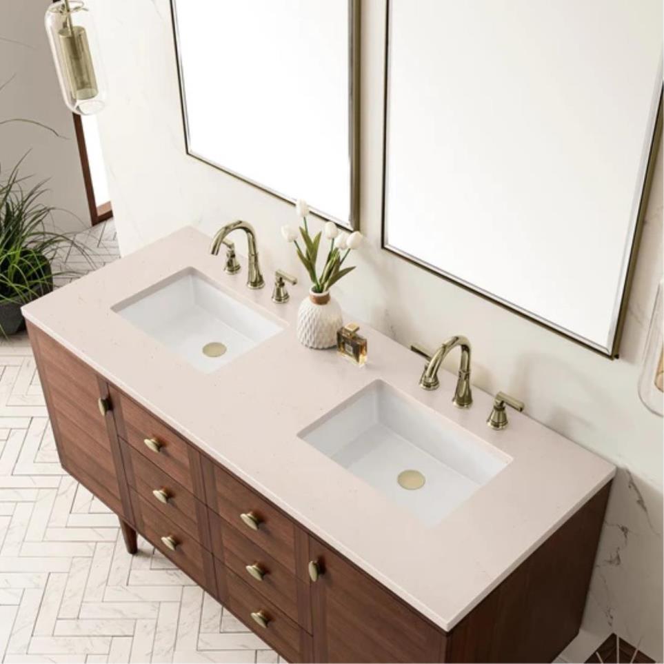 Base with Sink Top Mid-Century Walnut Dark Finish Vanities