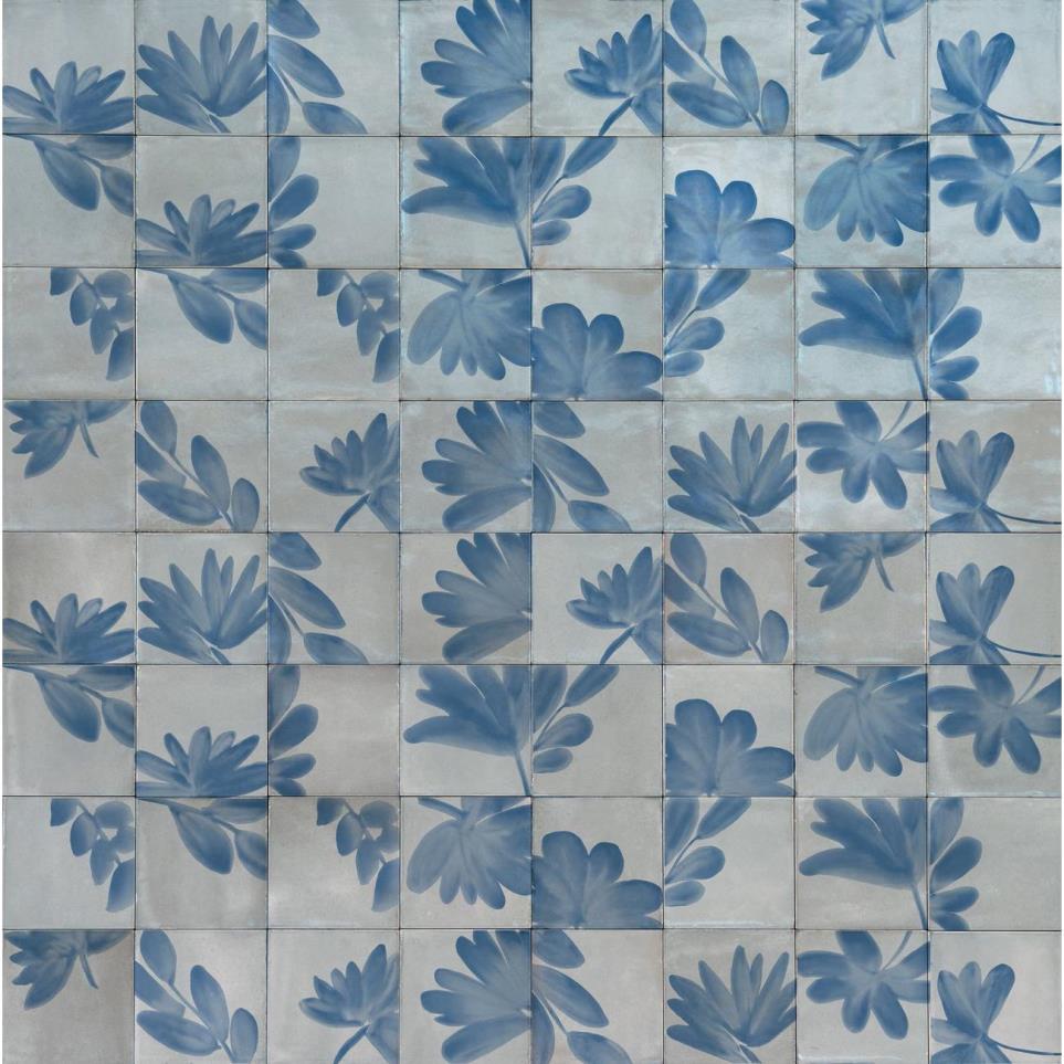 Tile Grigio Deco Blossom Glossy Blue Tile
