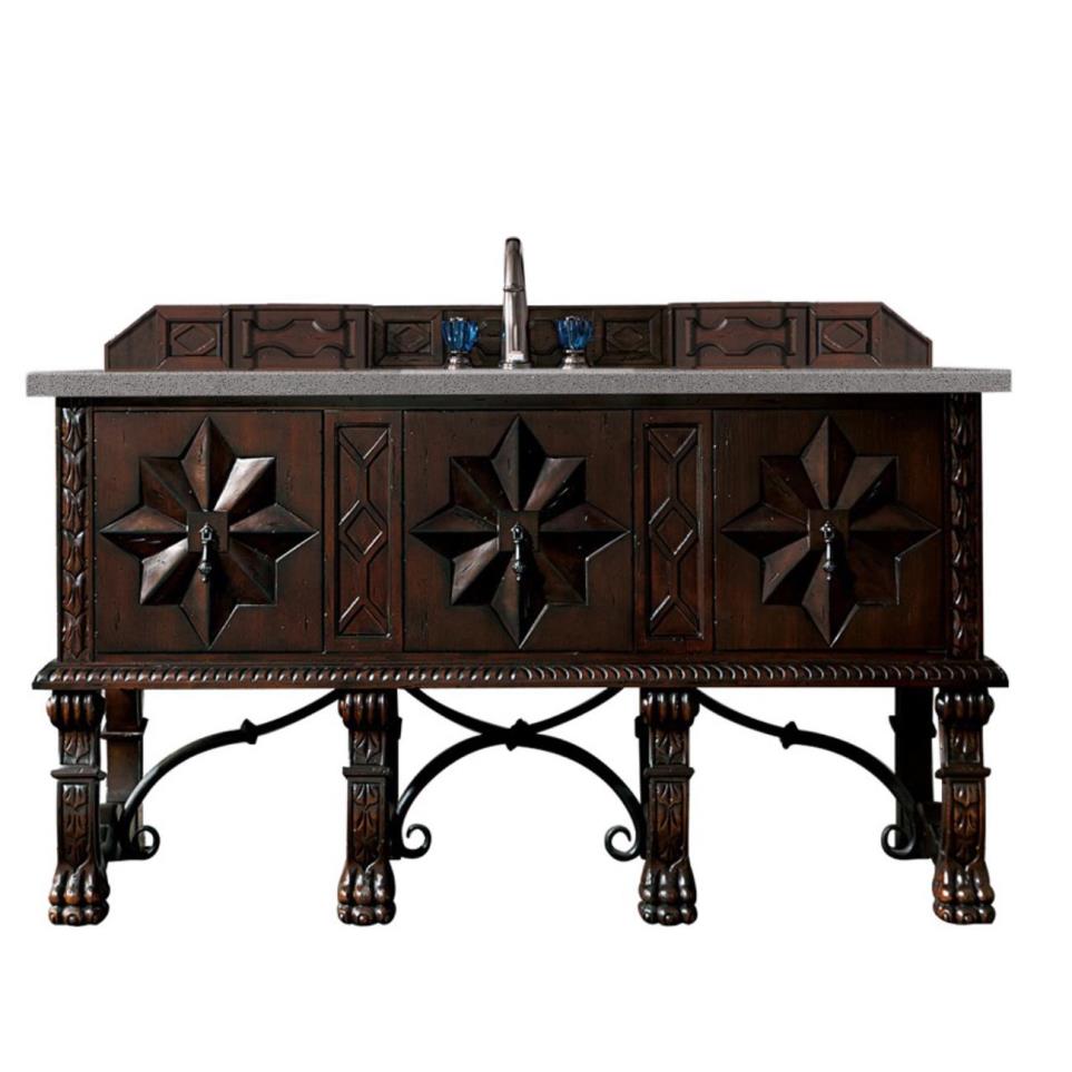 Base with Sink Top Antique Walnut Dark Finish Vanities