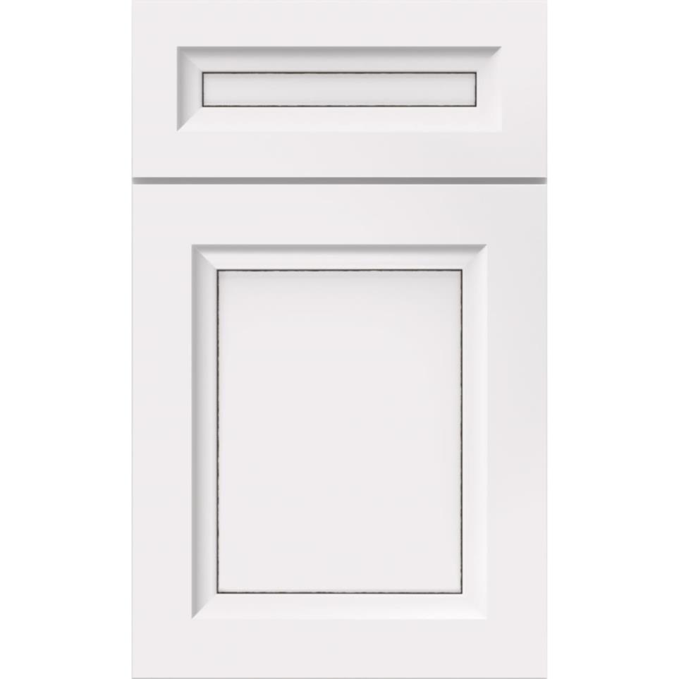 5 Piece White With Amaretto Creme Detail Glaze - Paint 5 Piece Cabinets