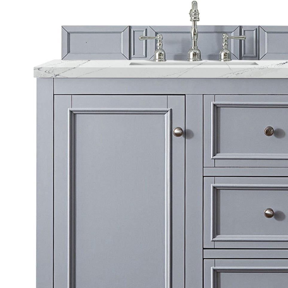 Base with Sink Top Silver Gray Grey / Black Vanities