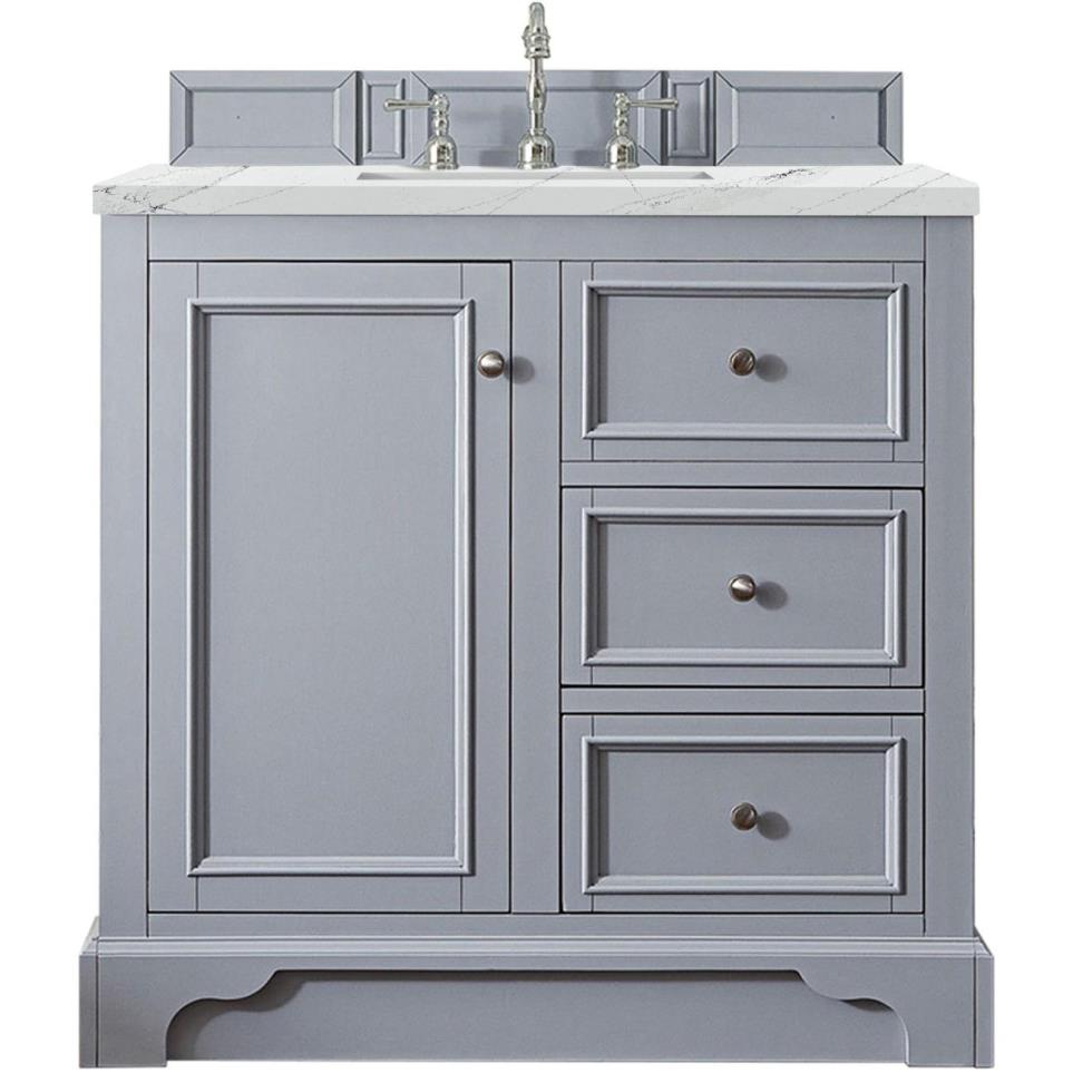 Base with Sink Top Silver Gray Grey / Black Vanities