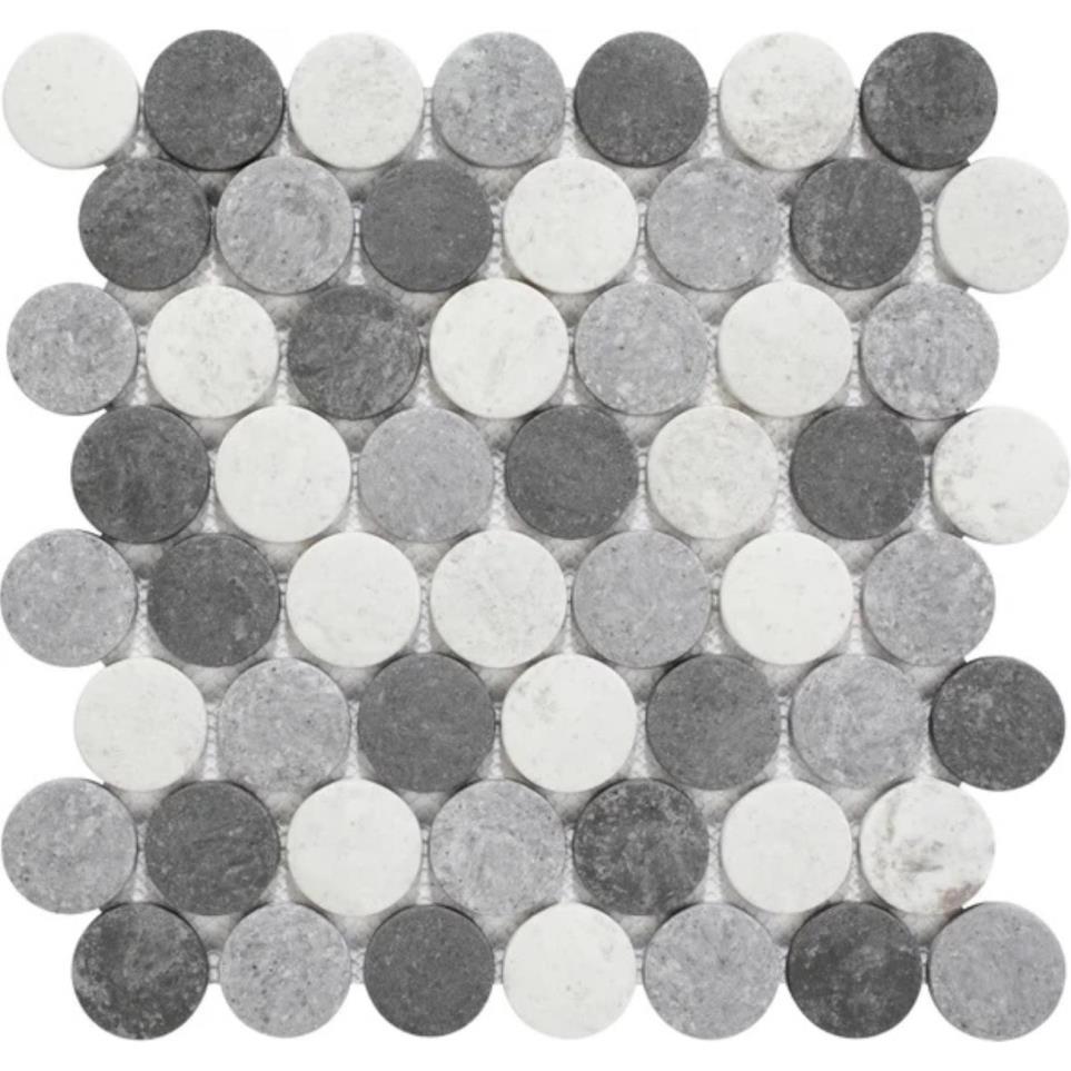 Glass Penny Round Mix 01 Gray Tile